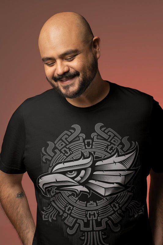 Quick-Dry 3D Eagle & Tribal Print T-Shirt - Men's Regular Fit Crew Neck Tee - Dogmomhat