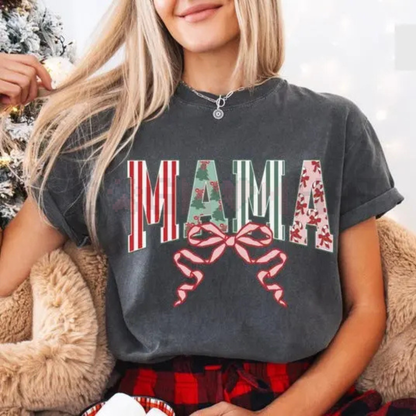 Retro Christmas Mama Comfort Colors T-Shirt - dogmomhat