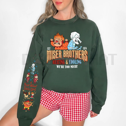 Retro Heat Miser & Snow Miser Christmas Sweatshirt - dogmomhat