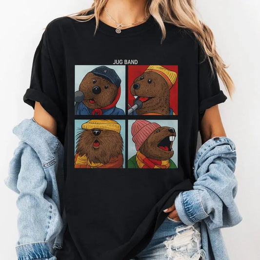 Retro Jug Band Cartoon Animal Quartet Shirt – Vintage Music Lover Funny Animal Band Tee - Dogmomhat