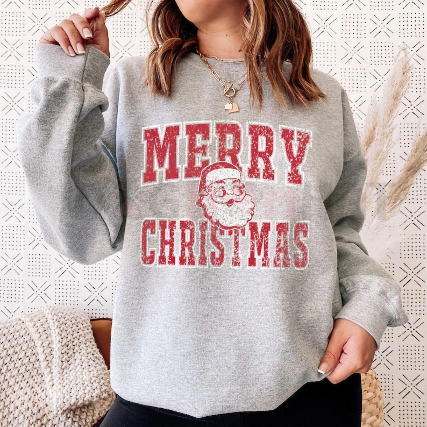 Retro Merry Christmas Santa Sweatshirt - dogmomhat