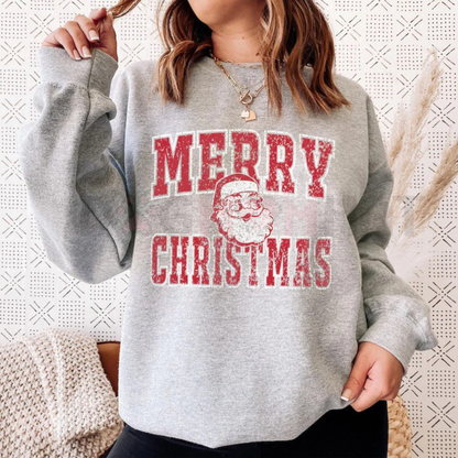 Retro Merry Christmas Santa Sweatshirt - dogmomhat