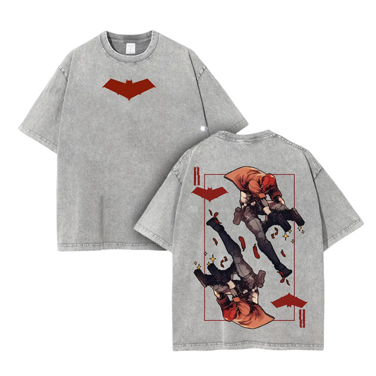 Retro Washed "Red H00d" T-Shirt – Vintage Superhero Graphic Tee - Dogmomhat
