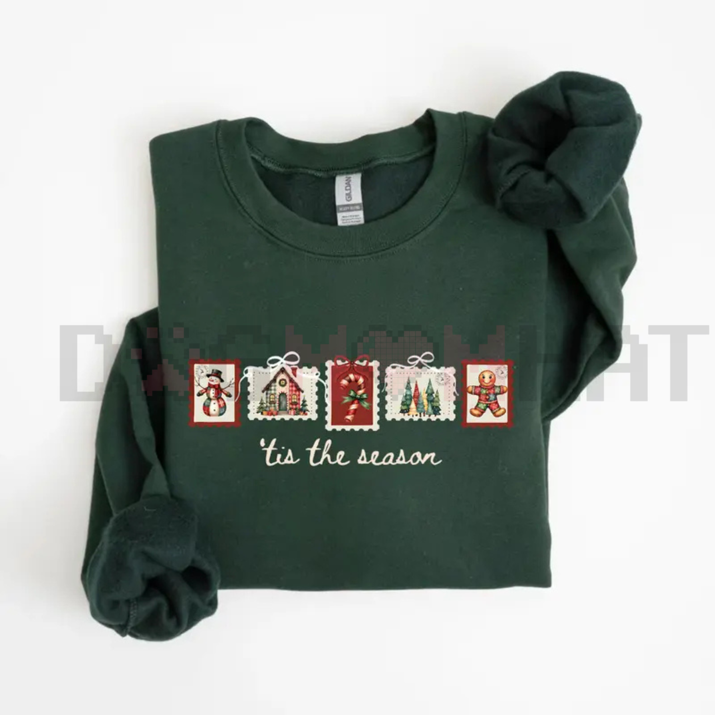 Retro Winter Stamp Sweatshirt – Patchwork Christmas Stamps Coquette Aesthetic Jumper - dogmomhat