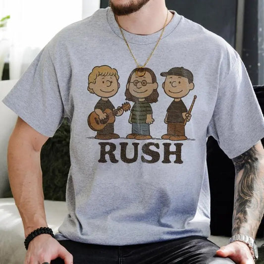 Rush Band Cartoon Vintage T-Shirt - Retro Rock Music Fan Tee - dogmomhat