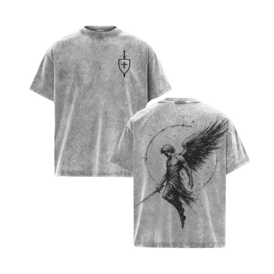 "Sanctus Michael Archangelus" T-Shirt - Washed Church Outfit & Gym Pump Cover - Dogmomhat