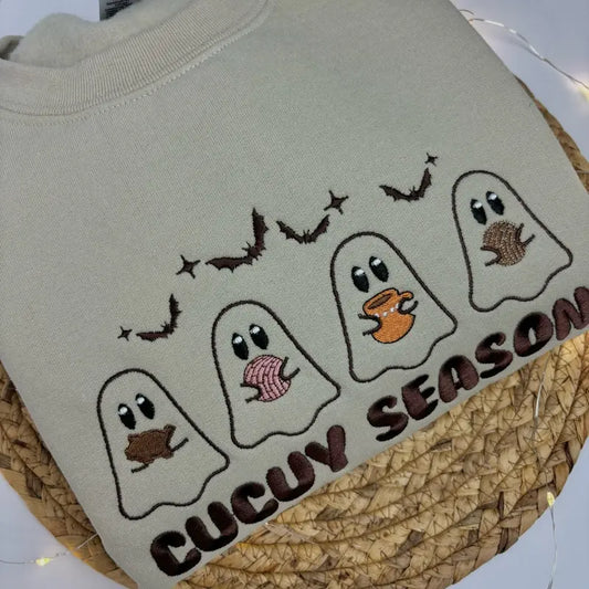 Sand "Cucuy Season" Embroidered Sweatshirt – Unisex Cotton Fabric - Dogmomhat