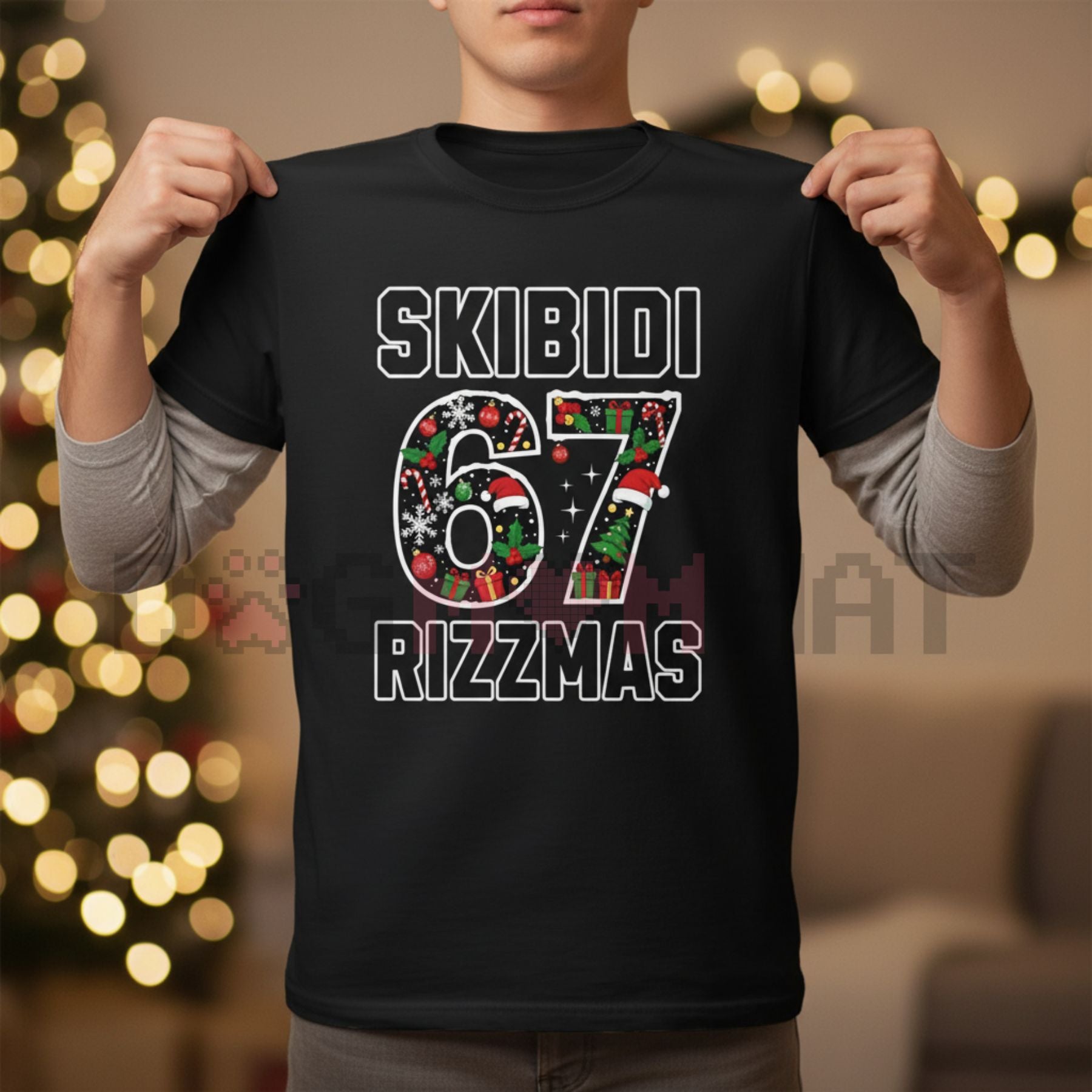 "Skibidi Rizzmas 67" Viral T-Shirt – Gen Alpha Internet Slang & Absurd Holiday Meme Tee-Dogmomhat
