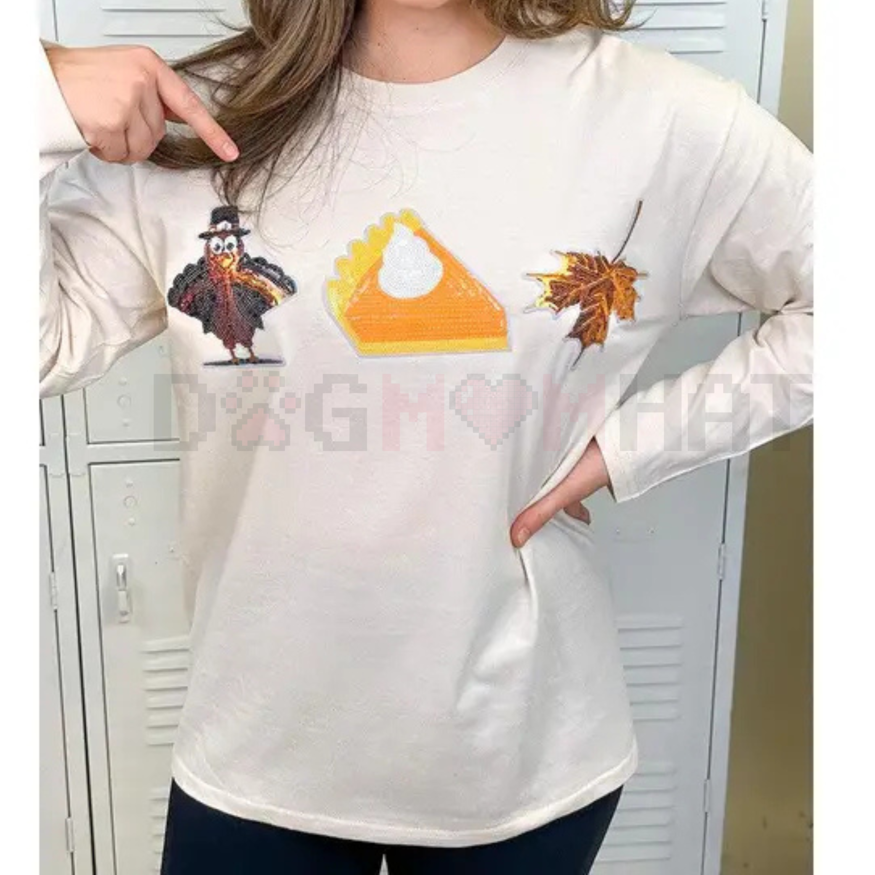 Sparkle Graphic Oversized Thanksgiving T-Shirt – Cozy Boyfriend Long Sleeve Tee - Dogmomhat