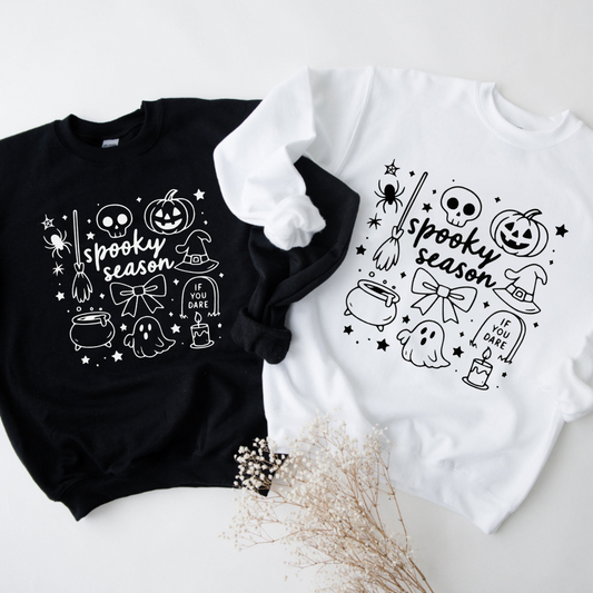 Spooky Season Cream Sweatshirt - Cozy Halloween Crewneck - Dogmomhat
