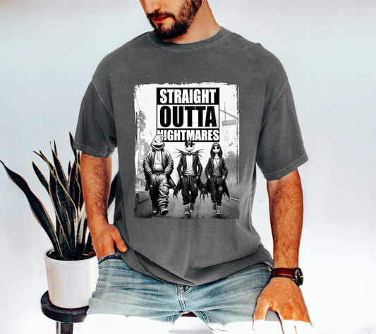 Straight Outta Nightmare Halloween T-Shirt – Funny Spooky Graphic Tee, Unisex Comfort Colors® Party Shirt - Dogmomhat