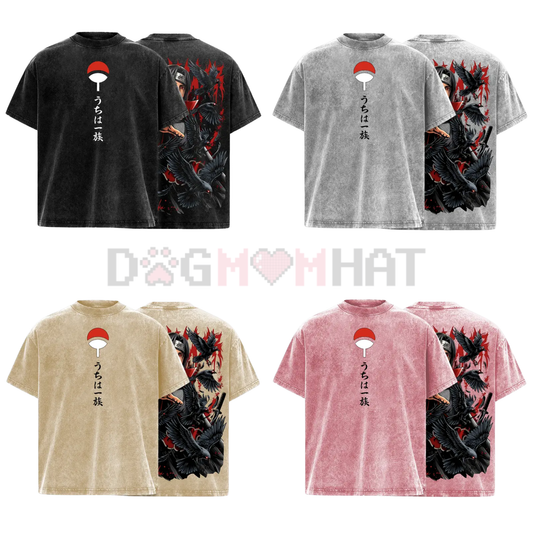 Uchiha Clan Red Eye Crow Graphic Tee - dogmomhat