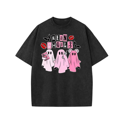 Unisex "Mean Ghouls" T-Shirt – Halloween Streetwear Tee, Washed Vintage Style - Dogmomhat