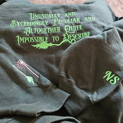 Unusually Exceedingly Peculiar Embroidered Sweatshirt & Hoodie - Defying Gravity Crewneck Wicked Musical Movie Fan Gift