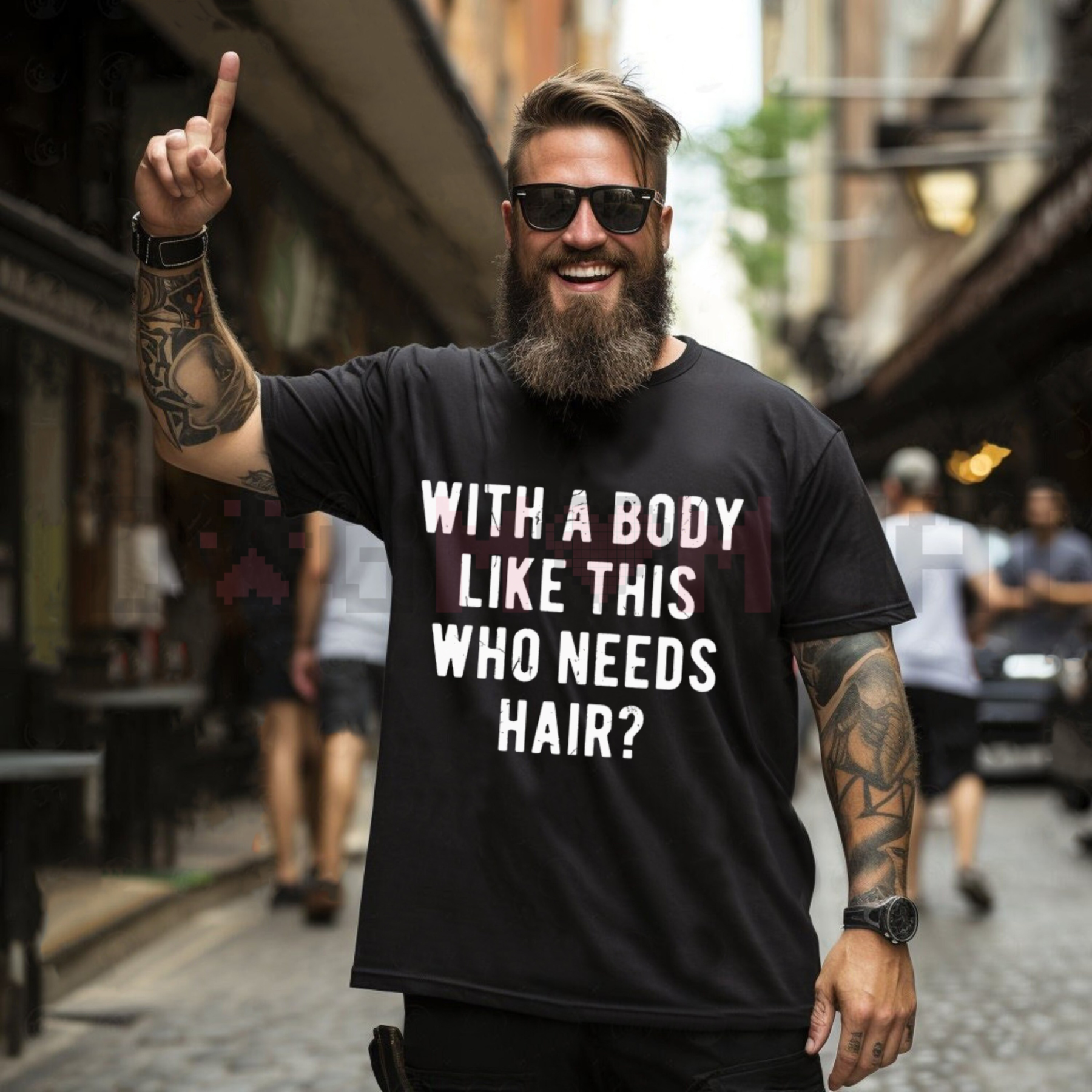 "With A Body Like This Who Needs Hair" T Shirt - dogmomhat