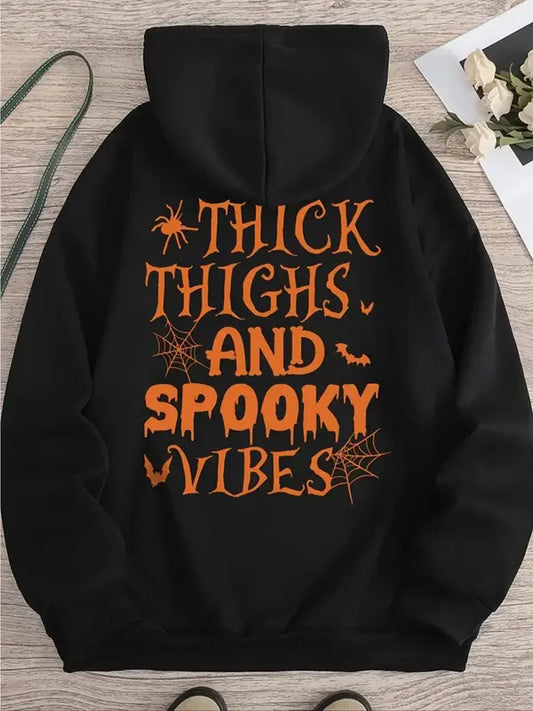 Women's Letter Print Hoodie – Casual Fall & Winter Drawstring Sweatshirt for Daily Wear - dogmomhat