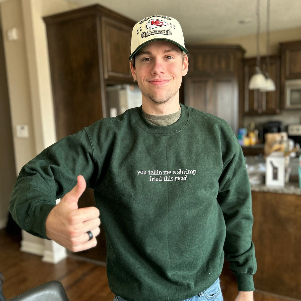 You Tellin Me a Shrimp Fried This Rice Embroidered Sweatshirt - Funny Hoodie, Gifts for Him and Her