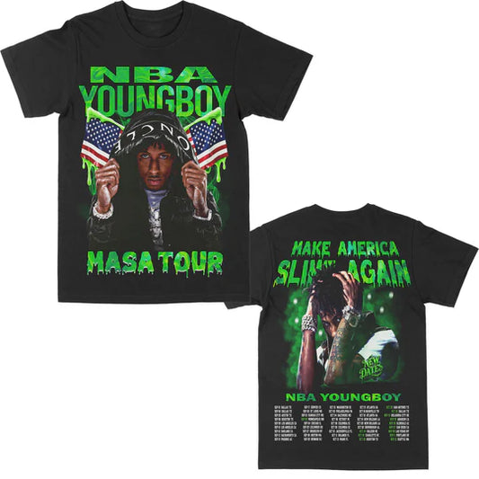 Youngboy Never Broke Again "MASA Tour 2025" Vintage Graphic Tee - Unisex Rap Shirt, Y2K Streetwear - Dogmomhat