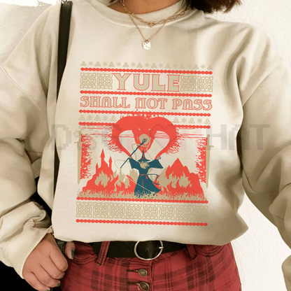 'Yule Shall Not Pass' Balrog Death Metal Font LOTR Ugly Christmas Sweater - dogmomhat