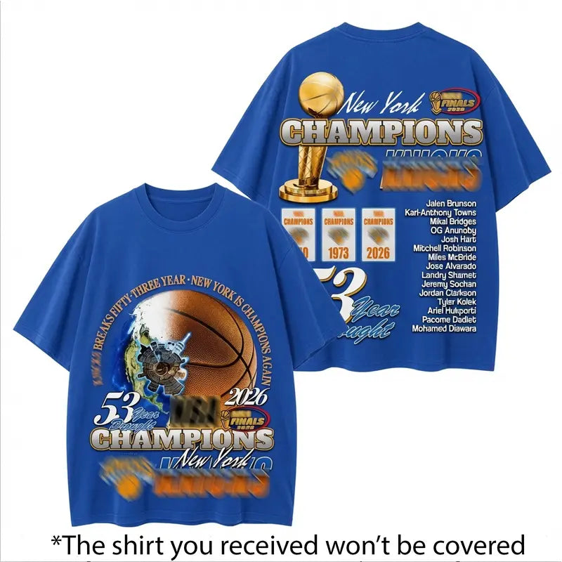 "End 53-Year Drought" New York Basketball Champions 2026 Graphic Tee
