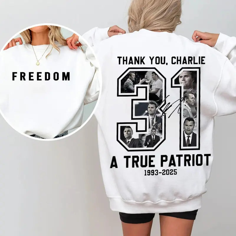 Charlie Kirk American Patriot Sweatshirt – Freedom Graphic Sweatshirt, Unisex Political Apparel