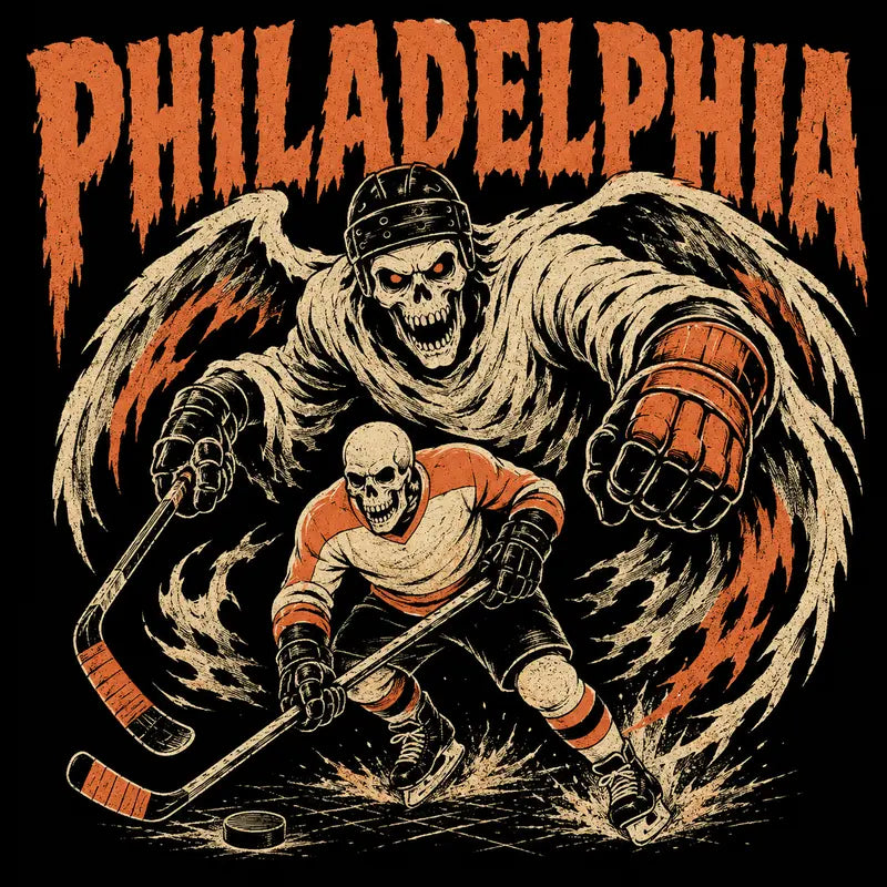 Gildan USA 32 Teams Ice Hockey Skull Vintage Sweatshirt - Classic 90s All Team Game Day Crewneck