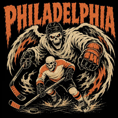 Gildan USA 32 Teams Ice Hockey Skull Vintage Sweatshirt - Classic 90s All Team Game Day Crewneck