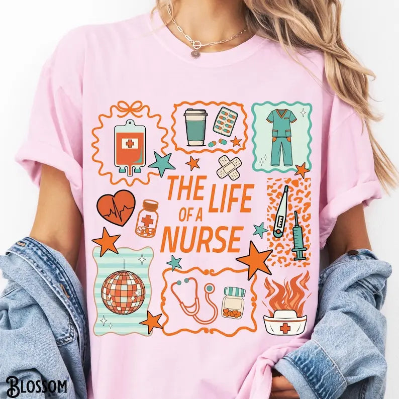 "The Life of a Nurse" T-Shirt – Registered Nurse Doodle Appreciation Tee
