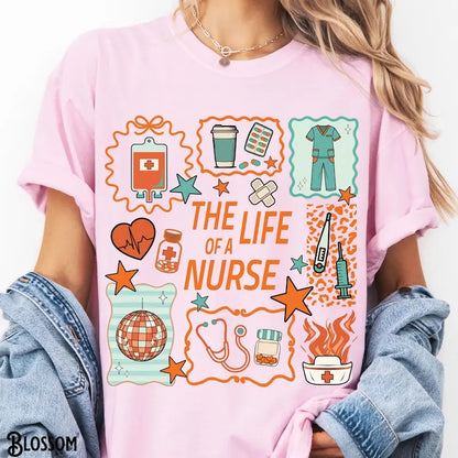 "The Life of a Nurse" T-Shirt – Registered Nurse Doodle Appreciation Tee