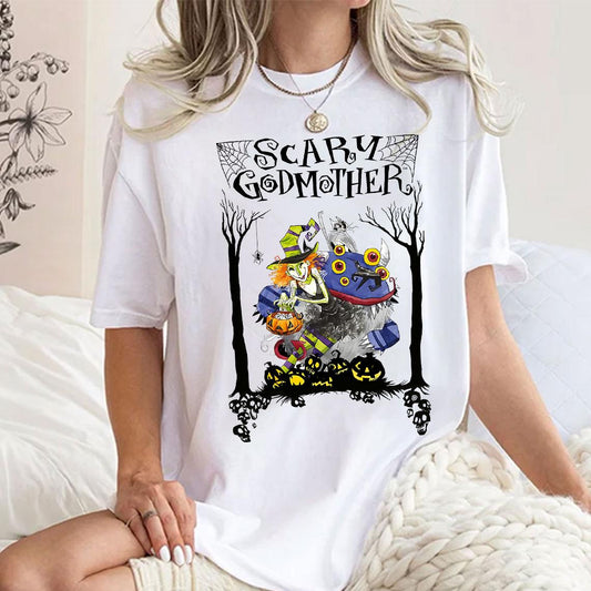 Scary Godmother Halloween Shirt – Retro Movie Graphic Tee, Spooky Season Horror T-Shirt for Men & Women