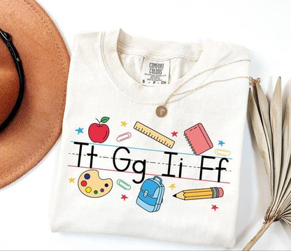 Comfort Colors TGIF Alphabet Teacher Shirt – Kindergarten Appreciation Gift