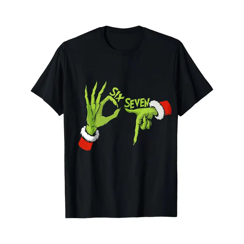 Grinch Hands "Six Seven" Christmas T-Shirt