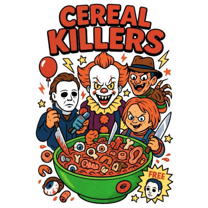 Cereal Halloween Characters T-Shirt – Custom Spooky Cartoon Tee, Black Short Sleeve Shirt for Men & Women