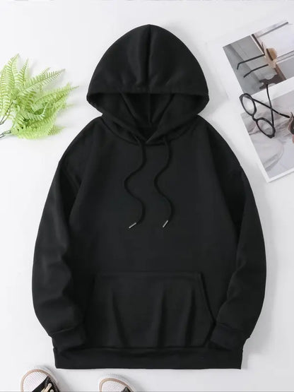 Women's Letter Print Hoodie – Casual Fall & Winter Drawstring Sweatshirt for Daily Wear
