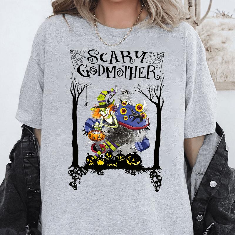 Scary Godmother Halloween Shirt – Retro Movie Graphic Tee, Spooky Season Horror T-Shirt for Men & Women