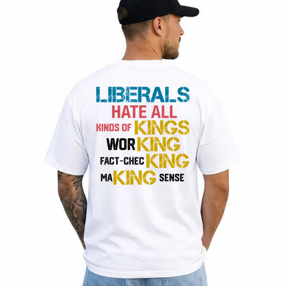 Political Satire Humor Graphic Tee - Funny Liberal Commentary Pure Cotton Menswear Casual T-Shirt