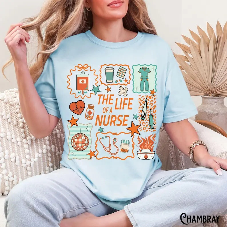 "The Life of a Nurse" T-Shirt – Registered Nurse Doodle Appreciation Tee