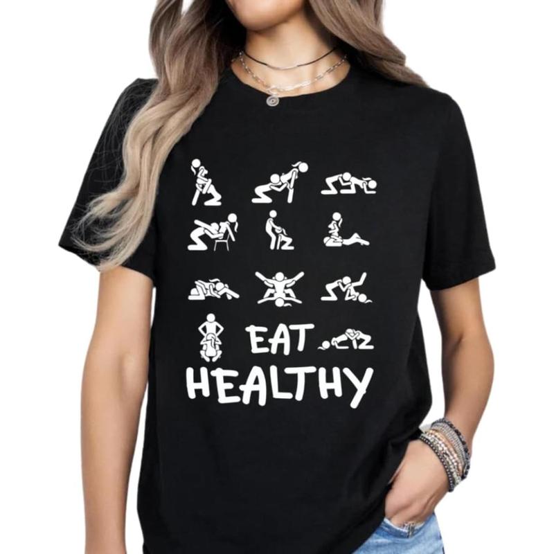 Men’s 220g Heavyweight Cotton T-Shirt – Double-Sided Print Tee with Healthy Lifestyle Theme