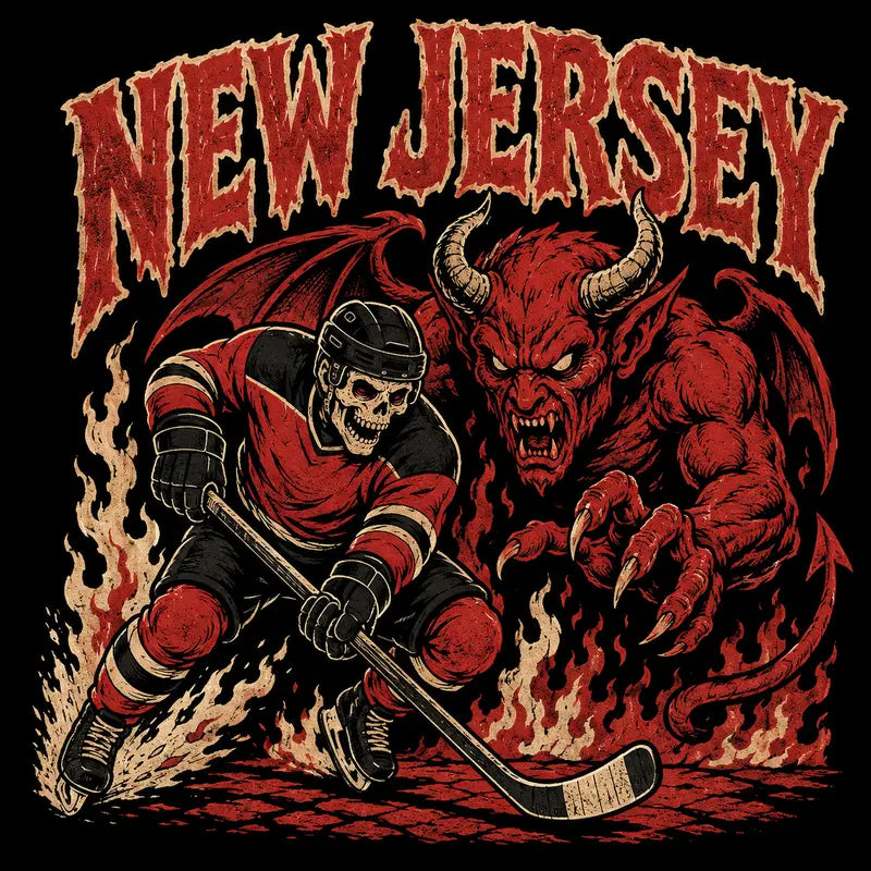 Gildan USA 32 Teams Ice Hockey Skull Vintage Sweatshirt - Classic 90s All Team Game Day Crewneck