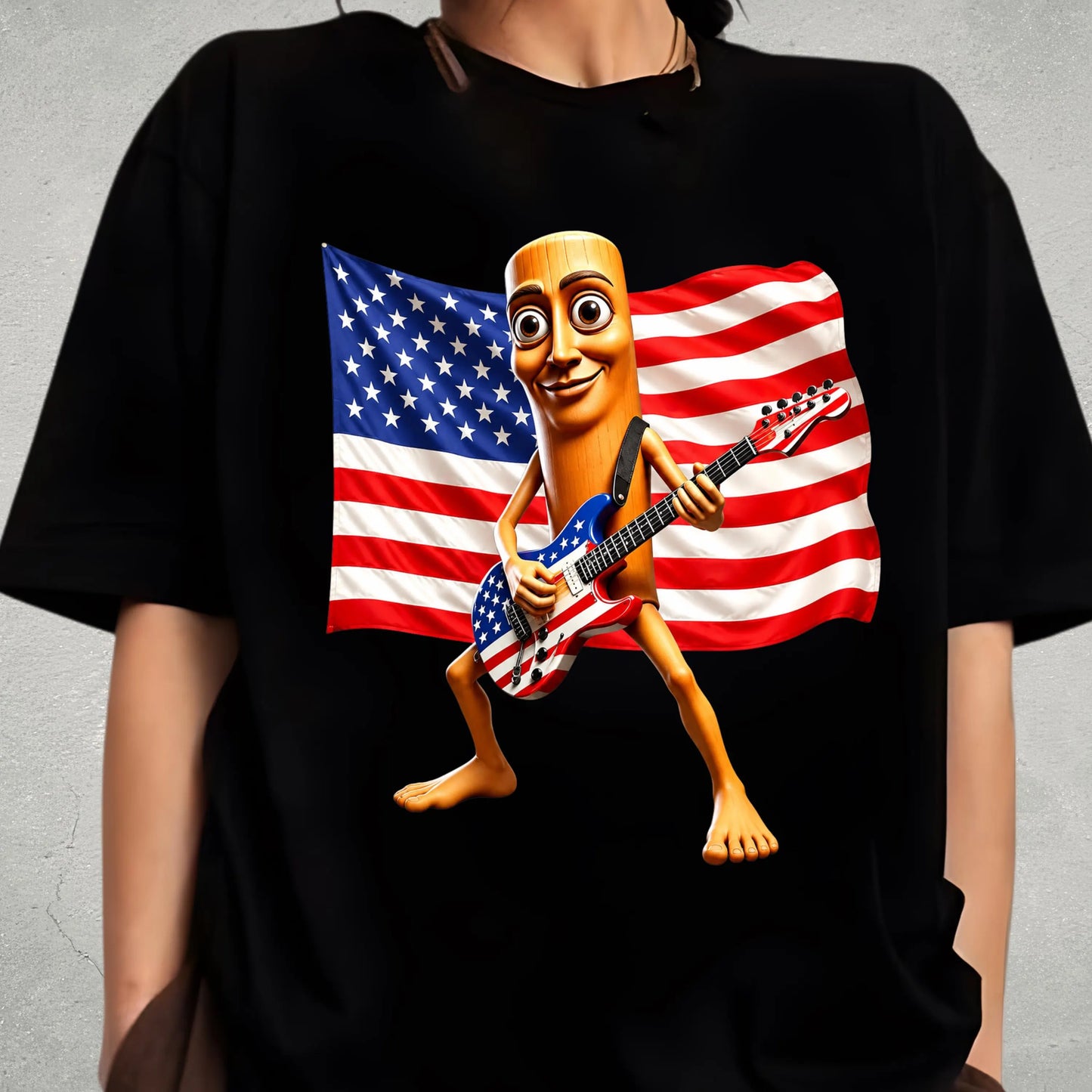 American Flag Guitar "Tung Tung Tung Sahur" Tee